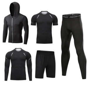 Personalisierbares Sportbekleidungs-Kompressionsset aus Polyester, schnelltrocknend und elastisch, 5-teilig, Trainingsbekleidung, Fitnessbekleidung für Herren, Fitnessstudio-Bekleidung - Product Image 4
