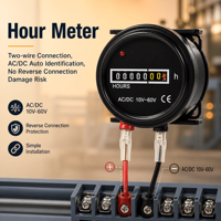 Compteur d'heures de fonctionnement étanche de qualité marine - Compteur à quartz 10-60V AC/DC avec indicateur LED pour bateau, yacht et générateur diesel