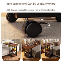 Table d'appoint mobile à hauteur réglable, bureau portable pour lit, petite table d'écriture pour ordinateur portable pour chambre à coucher, idéale pour l'étude et le travail