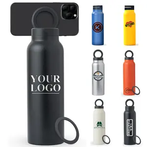 Custom Logo 24oz 32oz Magnetic Water Bottle with Phone Holder Phone Stand Adjustable Water Bottle Magnet Insulated Thermos