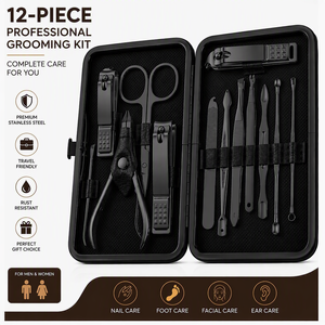 Kit de soin des ongles en acier inoxydable de qualité supérieure, 23 en 1, ensemble d'outils de manucure et de pédicure portables avec étui, style luxueux, adultes, OEM - Product Image 6