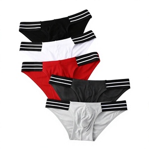 Men's Knitted Boxer Briefs 5-Pack Mid-Rise Solid Color Cotton Underwear Breathable Striped Waistband Adult Size Made Bangladesh - Product Image 3