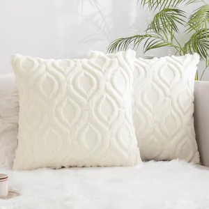 Home Sofa Living Room Decor Faux Fur Pillow Covers Manufactory Wholesale Pillow Case Round Embroidered Fur Cushion Cover