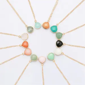 Best Selling Fashion Personality Natural Stone Multicolor Drop Pendant Crystal Necklace