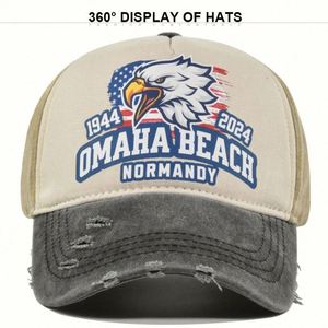 Casquette de baseball américaine à 6 panneaux, style délavé et vieilli, avec logo imprimé bicolore Aigle Américain, directement de l'usine - Product Image 2