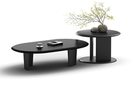 Ensemble de tables en MDF avec placage en chêne noir à grain apparent, table à thé rustique de forme ovale, table basse de luxe légère pour le bureau