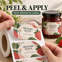 Étiquette autocollante personnalisée en vinyle pour bocaux de confiture, emballages alimentaires et impression de logo de marque privée avec illustration