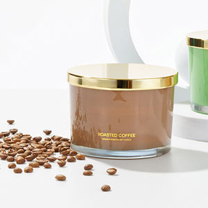 Vente en gros de 3 mèches de bougie parfumée à la cire de soja naturelle de luxe de marque privée dans un bocal en verre - Product Image 6