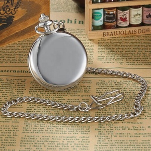 <span class=keywords><strong>Montre</strong></span> de poche mécanique 2023 avec boîtier double Hunter lisse argenté, cadran squelette Steampunk et chaîne, personnalisable - Product Image 6