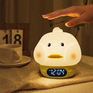 Emaf vịt hình dạng Silicone trẻ em phòng ngủ trang trí nội thất Quà Tặng RGB bầu không khí bàn mềm bảng đồng hồ kỹ thuật số khai thác ánh sáng ban đêm Đồng hồ báo thức - Product Image 1
