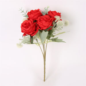 Bouquet de roses artificielles en gros, fleurs artificielles, décoration de mariage, décoration de la maison, 5 têtes, rose en soie - Product Image 1