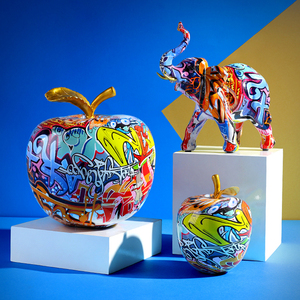 Decorazioni per la casa in stile nordico oggetti artigianali in resina abbagliano gli <span class=keywords><strong>animali</strong></span> colorati <span class=keywords><strong>cane</strong></span> arredo mobili moderni semplice decorazione armadietto del vino - Product Image 1