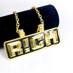 Kalen Kindermode Einfache Quadratische Anhänger-Halskette Edelstahl-Legierung Goldfarben Beschichtet Europäisch-Amerikanischer Stil - Product Image 3