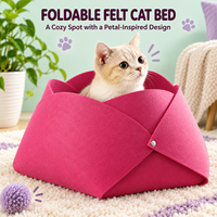 Lit pour chat pliable en feutre 2 en 1, lit et tapis pour animaux de compagnie, design en forme de pétale, nid d'intérieur pour chat, vente en gros