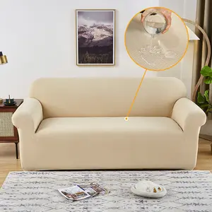 New Design Best Anti-wrinkle Abrasion Resistance Removable Slipcover Beige White Corner L Shape Waterproof 4 Seater Sofa Cover