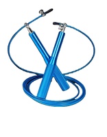 Corde à sauter rapide en alliage d'aluminium avec poignée en plastique, logo personnalisé, fil d'acier, roulement à billes, réglable, durable, haute qualité, pour la gym
