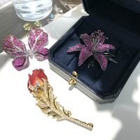 XILIANGFEIZI Broche papillon de luxe en cuivre plaqué or 18 carats avec zircon, accessoires de corsage pour occasions de mariage