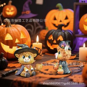 Statue de taureau des Highlands en résine pour Halloween, décoration intérieure en forme d'animal, ornement pour la maison et le bureau, ensemble AB 898 - Product Image 1