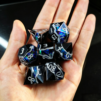 Dadu Resin Tepi Tajam Lukisan Tangan D20 Set Dadu Dnd Angka Putih untuk Permainan Meja Hadiah