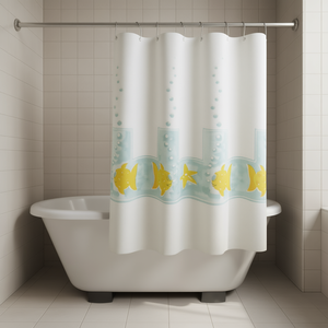 Cortina de ducha de 180 x 200 cm con diseño de peces y estrellas para baño - Product Image 3