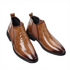 Bottes Chelsea pour hommes de haute qualité, en cuir imperméable, souples, à tige haute, antidérapantes, à enfiler, avec semelle durable augmentant la taille, grandes tailles - Product Image 2