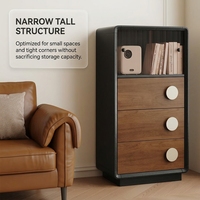 Meuble de rangement multifonctionnel moderne de luxe en bois massif pour salon avec étagère vitrée et 3 tiroirs pour l'ameublement de la maison