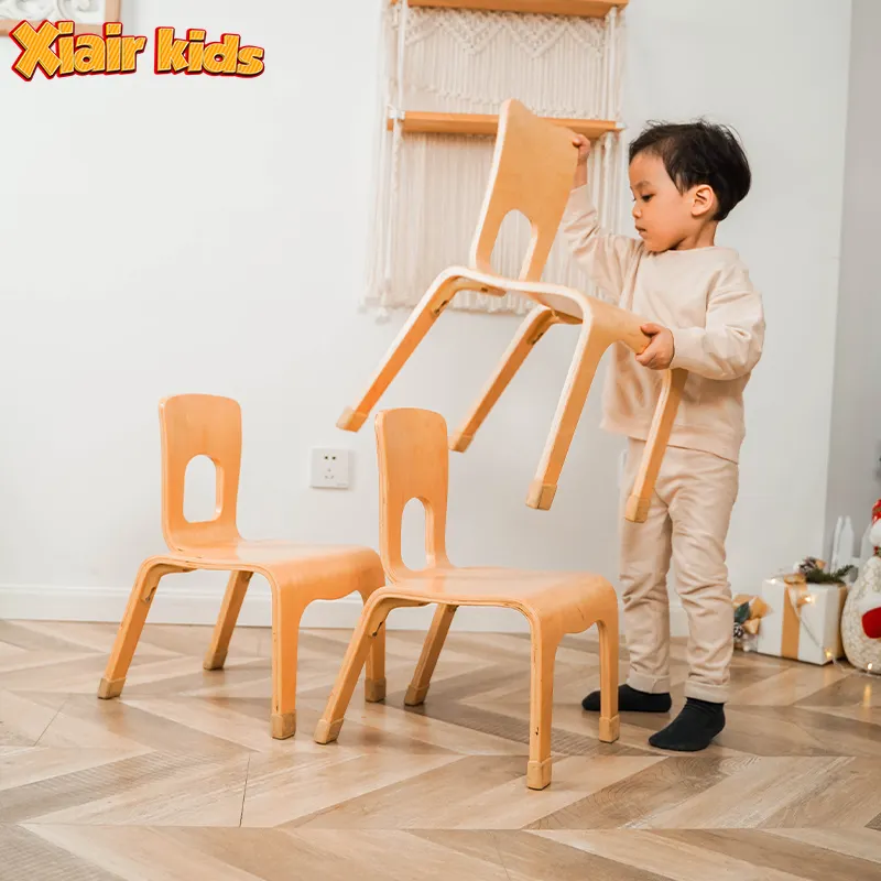 Xiair Kindergarten Classroom Furniture Kids Wooden Furniture Baby Seat Low Chair For Child Play And Eat Children Furniture Sets
