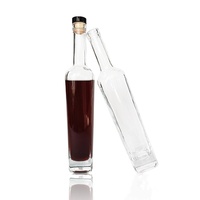 Bouteille de vin en verre - Bouteille carrée de 500 ml, bouteille en verre scellée avec un bouchon rond, bouteille en verre épais scellée, bouteille de whisky