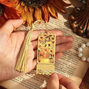 Marcapáginas de 1 Pieza, Serie Impresión Fluorescente, Estilo Pintura al Óleo, Flor Calada, con Borla - Product Image 4