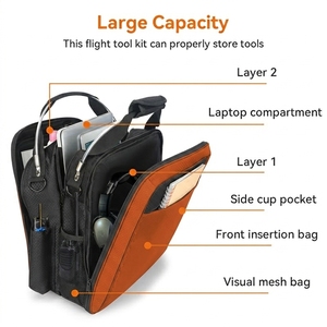 Conjunto de Bolsa de Vuelo Clásica para <span class=keywords><strong>Piloto</strong></span>, Profesional, Negra, Portátil, de Poliéster, con Cierre de Cremallera, Gran Capacidad - Product Image 4