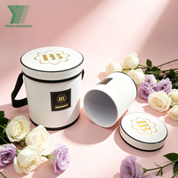 Boîte à fleurs personnalisée en tube de papier écologique avec revêtement UV, base et couvercle, portable, avec poignée en ruban, sur mesure
