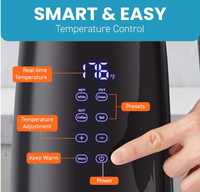 Bouilloire électrique portable en verre sans fil à double paroi de 1,7 L avec écran tactile, fonction maintien au chaud, 220 V, rotation à 360 degrés