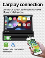 BQCC Autoradio Android 1 DIN avec enregistreur cassette et navigation GPS, écran HD rétractable de 7 pouces, lecteur multimédia vidéo et audio stéréo, sans lecteur DVD