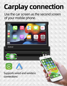 BQCC <span class=keywords><strong>Autoradio</strong></span> Android 1 DIN avec enregistreur cassette et navigation GPS, écran HD rétractable de 7 pouces, lecteur multimédia vidéo et audio stéréo, sans lecteur DVD - Product Image 2