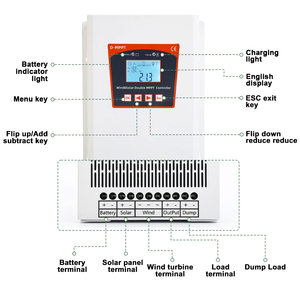 Wind Solar Controller 2KW 12V/24V/48V <b>AUTO</b> Double MPPT BT Hybrid Regulator LCD Display <b>Lighting</b> Controller Solar <b>Systems</b> LS-HECR - Product Image 2