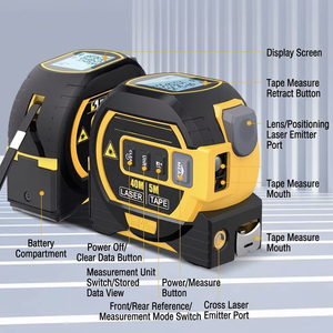 Télémètre laser 40M avec ruban à mesurer 5M, affichage numérique et fonctions multiples pour usage intérieur et extérieur - Product Image 4