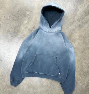 Sudadera con Capucha Corta para Hombre, Personalizada, 500 Gsm, 100% Algodón, Felpa Francesa, Lavado Ácido, Estilo Vintage, Color Rosa Desgastado - Product Image 1