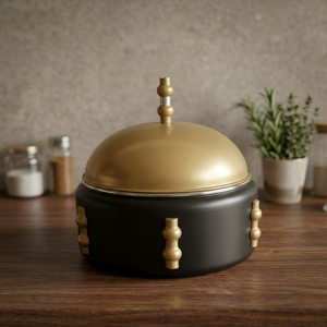 Plat à réchaud rond noir et or avec couvercle en dôme, chauffe-plats pour buffet, idéal pour l'hôtellerie, la restauration, les banquets et les événements - Product Image 3