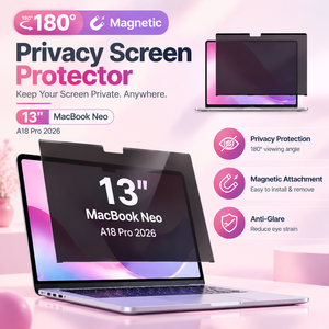 Filtro de Privacidad Magnético de Fácil Instalación, Anti-Espía de Doble Vía para <span class=keywords><strong>MacBook</strong></span> Neo <span class=keywords><strong>13</strong></span>" 2026 A3404, Película Protectora de Pantalla Mate Anti-Reflejos - Product Image 1