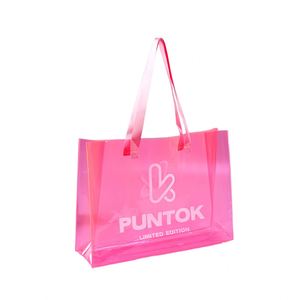 Trendy Colorful Holographic PVC Tote Bags, Stylish Clear Handbags for Women, Logo-printed Gift Bags - Product Image 4
