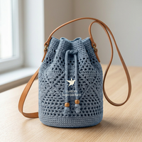 Sac seau en tricot fait main style bohème, bandoulière ajourée, pour la plage, les voyages et les activités de plein air, personnalisable ODM/OEM
