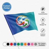 Drapeau de pays personnalisé, drapeau du monde, 15x10cm, mini drapeau à main, petit drapeau sur bâton, design de n'importe quelle nation, livraison rapide