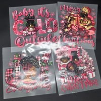 Feuilles de transfert de chaleur DTF personnalisées, Vente en gros, Film transparent, Sérigraphie, Designs de Noël, Étiquettes pour T-shirts, Vêtements