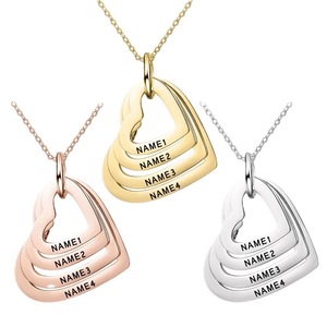 Collana <span class=keywords><strong>con</strong></span> Ciondolo a Cuore in Acciaio Inossidabile <span class=keywords><strong>con</strong></span> Incisione Laser Personalizzata, Regalo per Festa della Mamma, San Valentino, Compleanno - Product Image 1