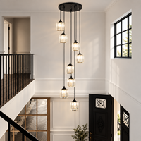 Magnifique lustre cylindrique en verre pour hall d'hôtel, villa à plafond haut, prix d'usine en gros
