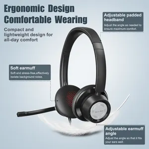 Headset para centro de chamada de escritório, venda quente h362 3.5mm, headset para pc com fio e redução de ruído, com microfone