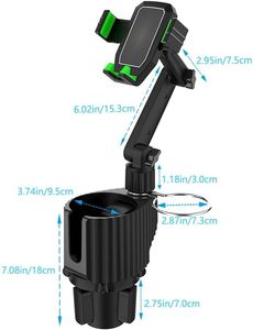 Longyang 2 en 1, Portavasos Multifuncional de Plástico para Puerta de Auto de Lujo/Negocios, Adaptador Expandible con Base Ajustable, Soporte para Teléfono Celular - Product Image 6