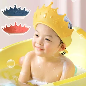 Gorro de champú ajustable para Baby Shower, protector para el pelo con forma de corona, protección para la oreja del bebé, cubierta segura para la cabeza de ducha de los niños