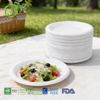 Assiettes jetables en amidon de maïs de 9 pouces, résistantes à l'huile, robustes, sans BPA, pour la restauration et les événements
