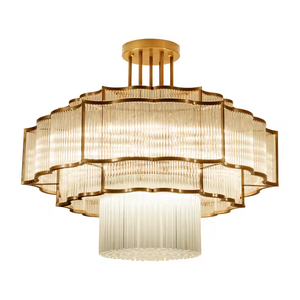 Luminaire suspendu en cristal doré personnalisé pour hôtel style chinois Lustre en cristal haut plafond de luxe à led - Product Image 2